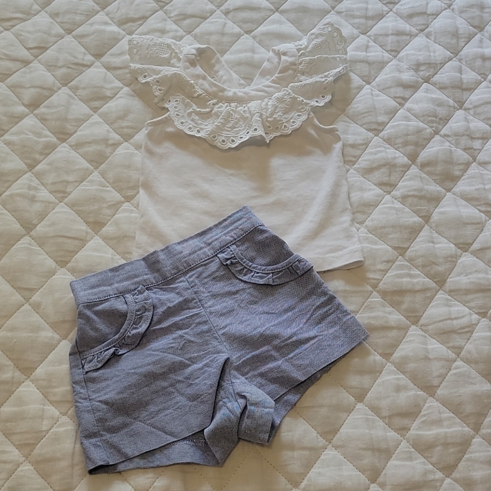 🏝Janie and jack Ruffle and Chambray outfit